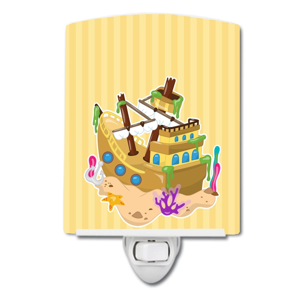 BB8836CNL Beach Pirate Ship Ceramic Night Light