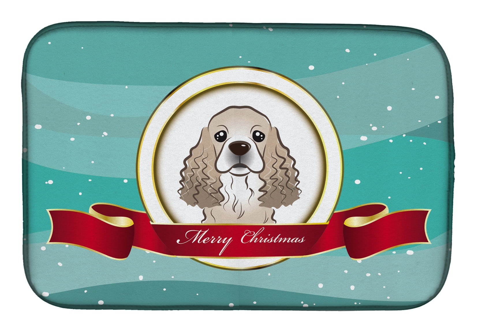 BB1526DDM Cocker Spaniel Merry Christmas Dish Drying Mat