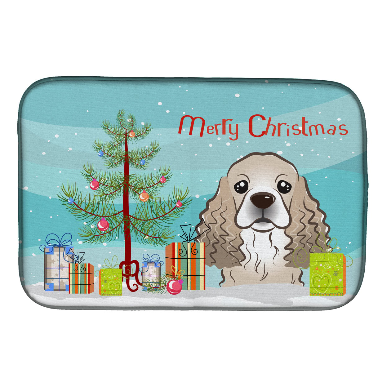 Christmas Tree & Cocker Spaniel Dish Drying Mat