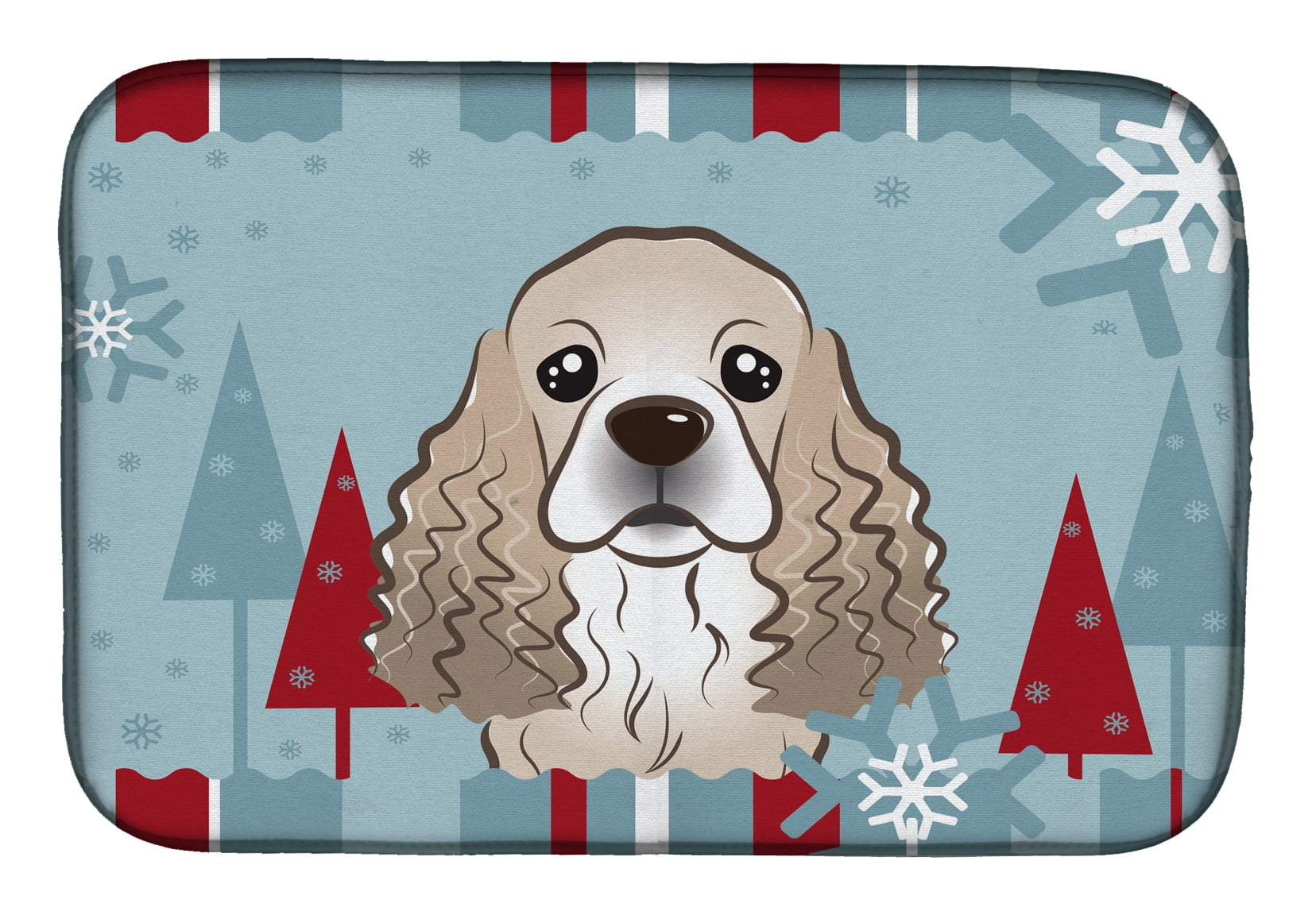 Winter Holiday Cocker Spaniel Dish Drying Mat