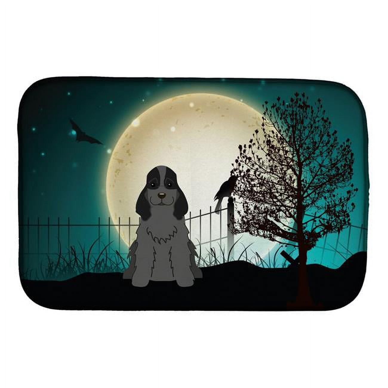 BB2282DDM Halloween Scary Cocker Spaniel Black Dish Drying Mat