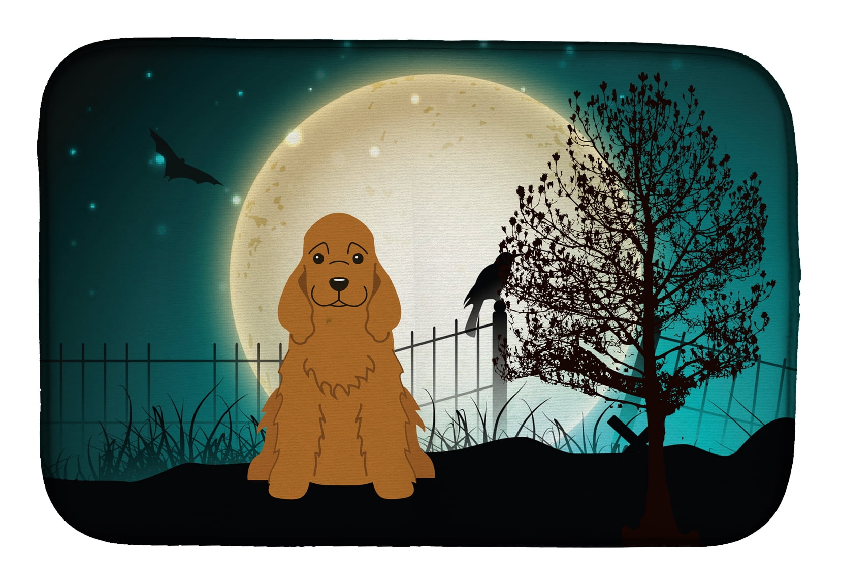 BB2285DDM Halloween Scary Cocker Spaniel Red Dish Drying Mat