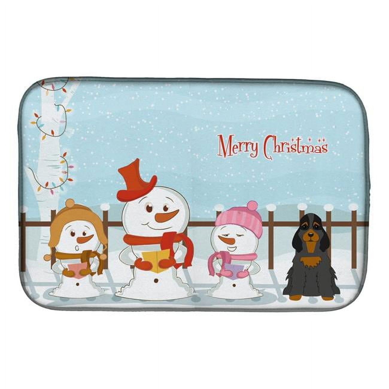Merry Christmas Carolers Cocker Spaniel Black Tan Dish Drying Mat