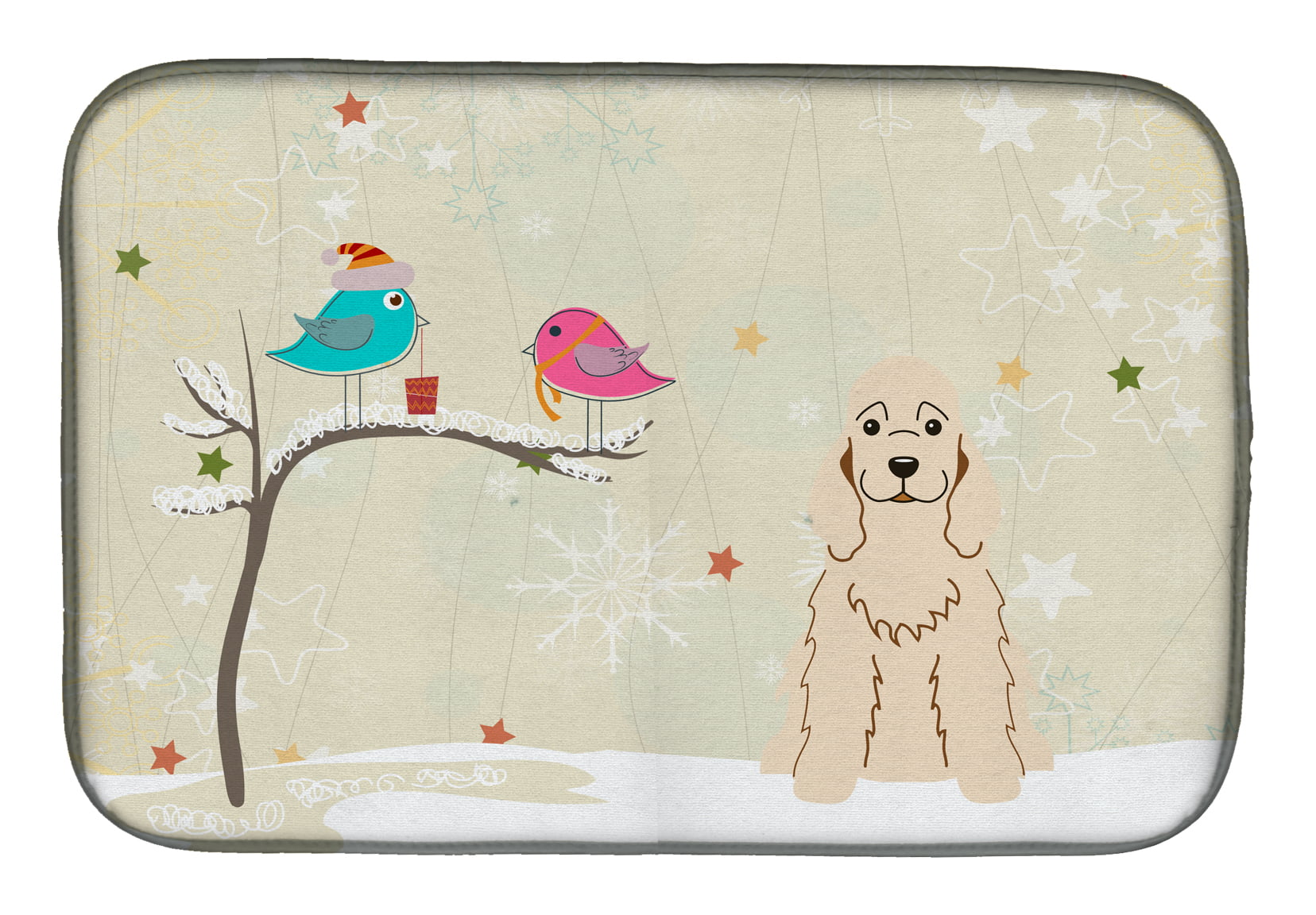 Christmas Presents Between Friends Cocker Spaniel Buff Dish Drying Mat