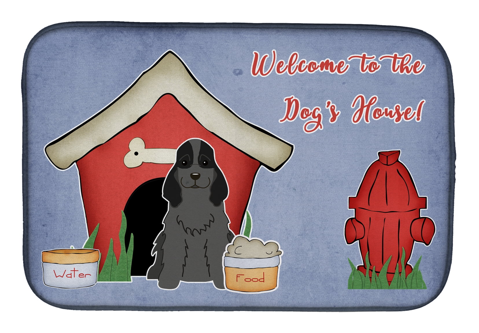 Dog House Collection Cocker Spaniel Black Dish Drying Mat