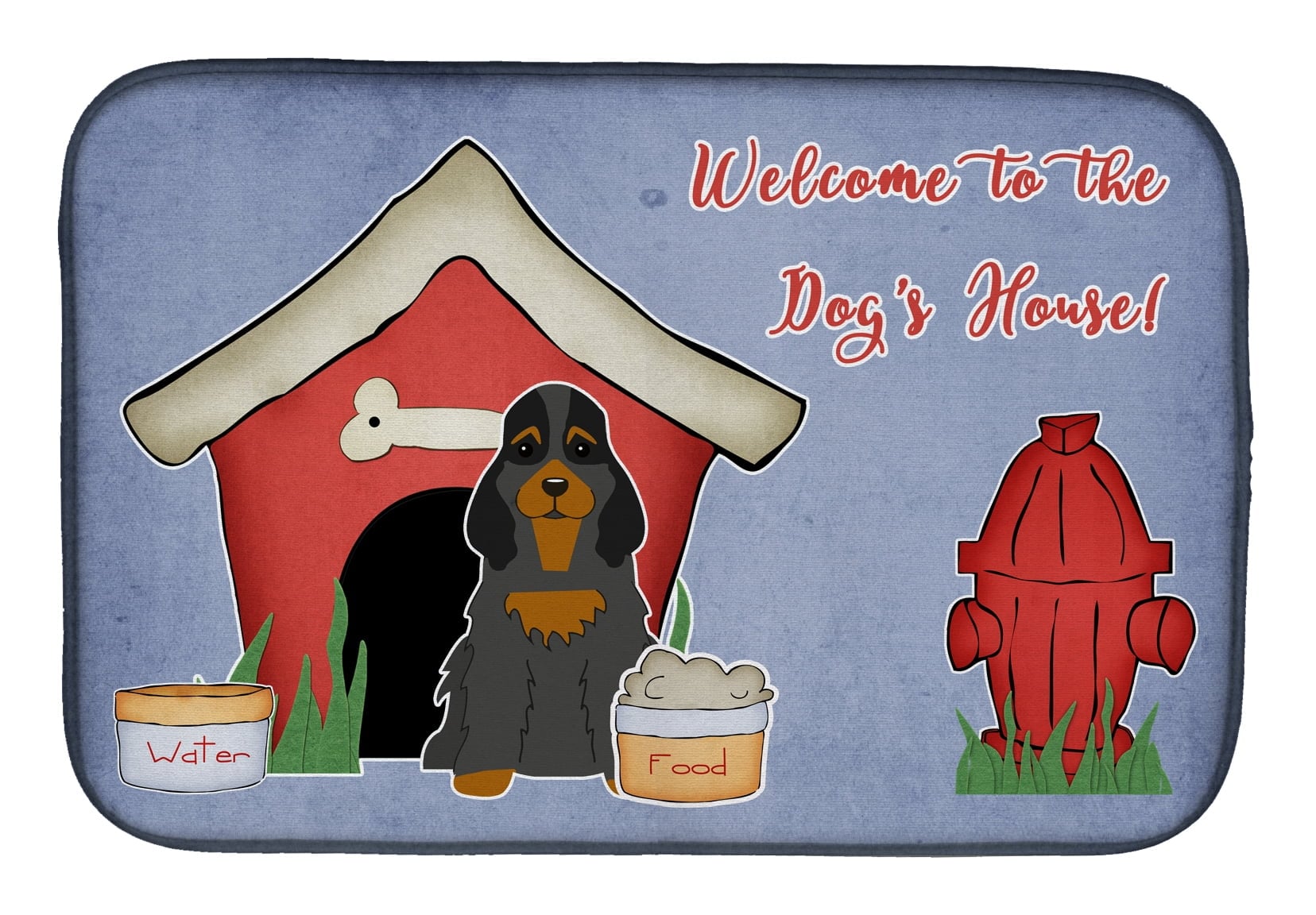 Dog House Collection Cocker Spaniel Black Tan Dish Drying Mat