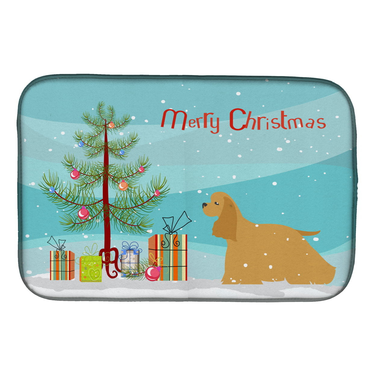 BB2904DDM Cocker Spaniel Merry Christmas Tree Dish Drying Mat