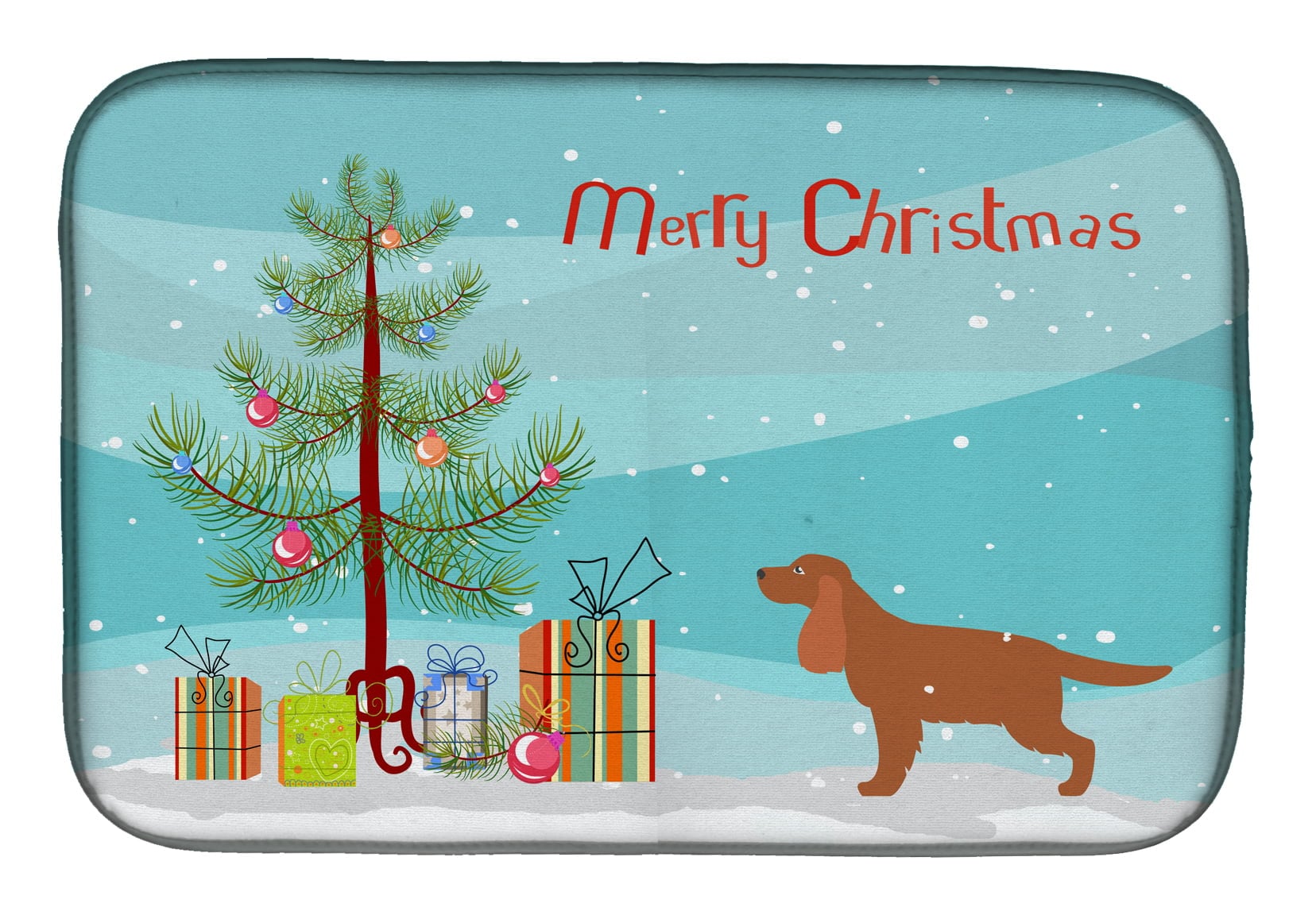 BB2930DDM English Cocker Spaniel Merry Christmas Tree Dish Drying Mat