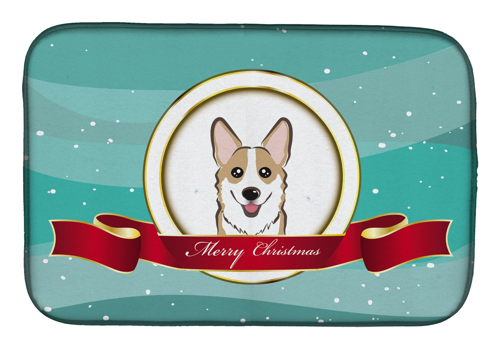 BB1563DDM Sable Corgi Merry Christmas Dish Drying Mat
