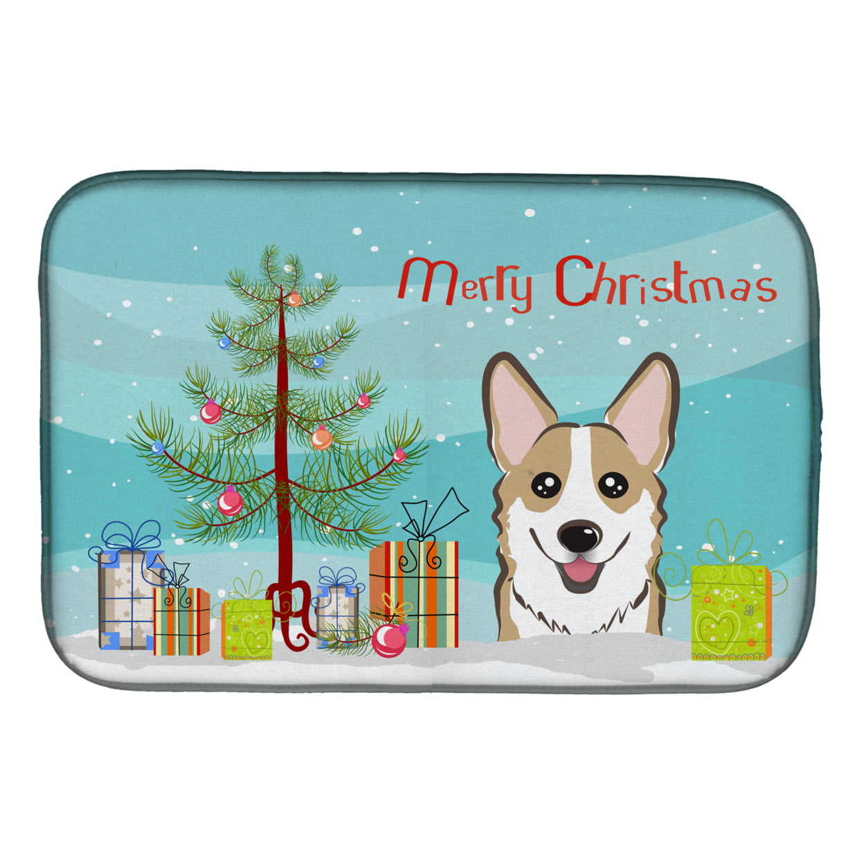 BB1625DDM Christmas Tree & Sable Corgi Dish Drying Mat