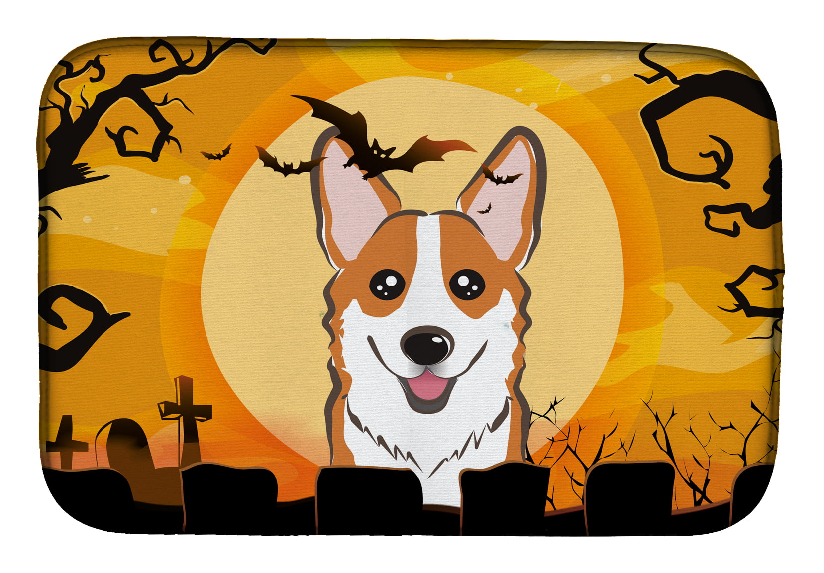 BB1812DDM Halloween Red Corgi Dish Drying Mat