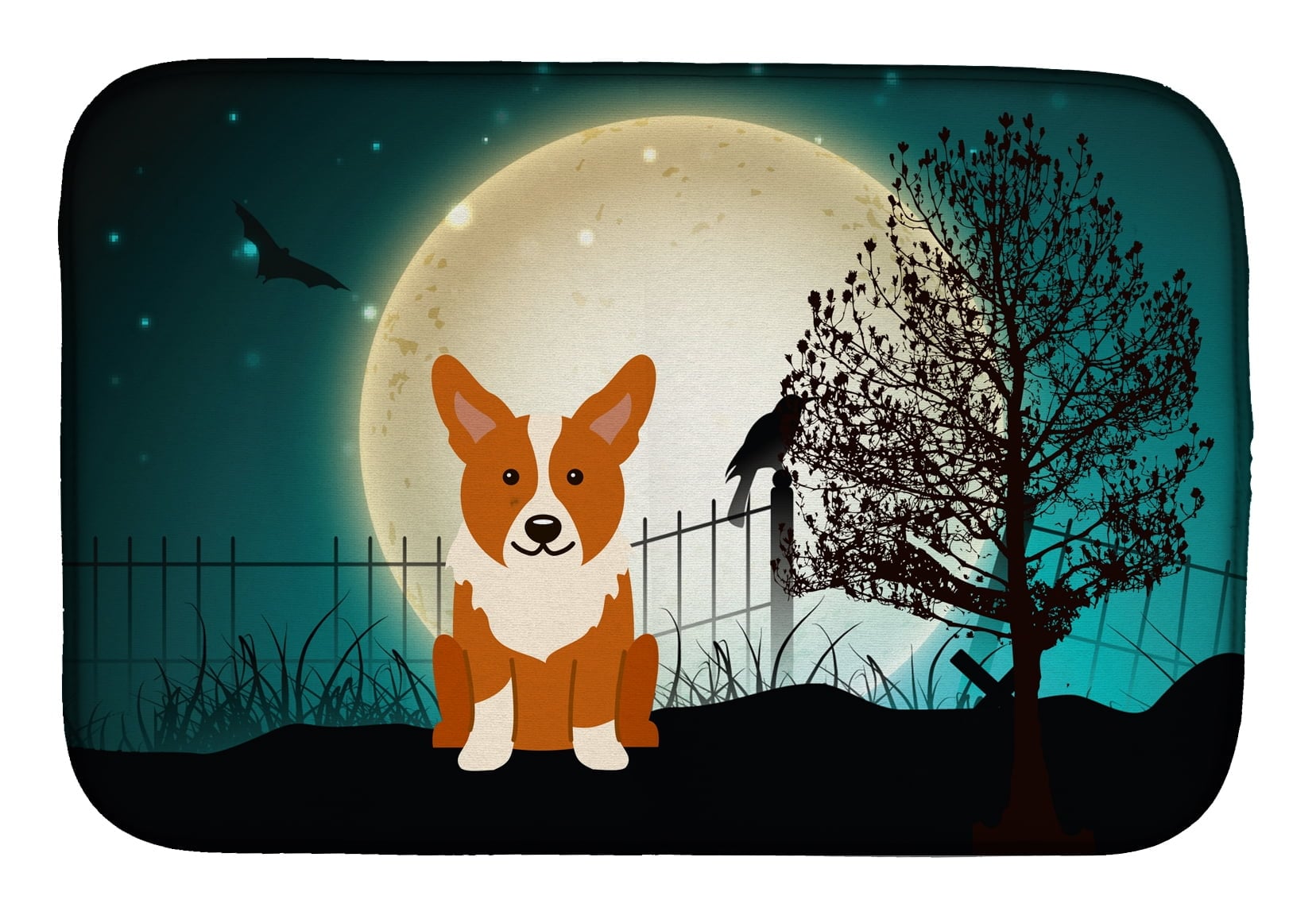 BB2290DDM Halloween Scary Corgi Dish Drying Mat