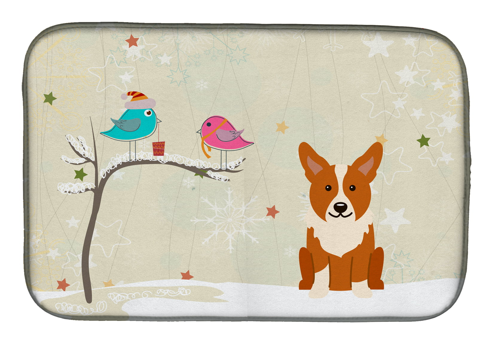 Christmas Presents Between Friends Corgi Dish Drying Mat