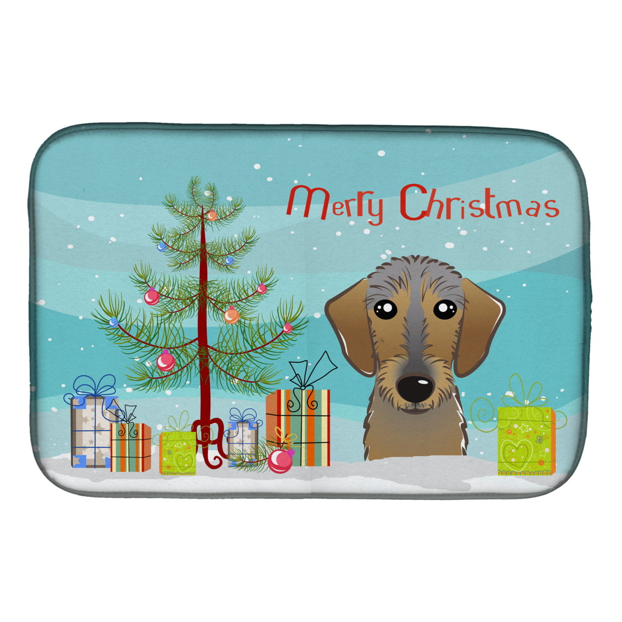 Christmas Tree & Wirehaired Dachshund Dish Drying Mat