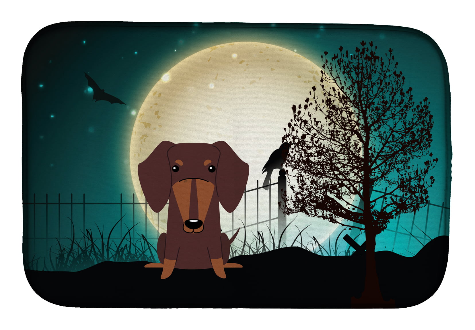Halloween Scary Dachshund Chocolate Dish Drying Mat
