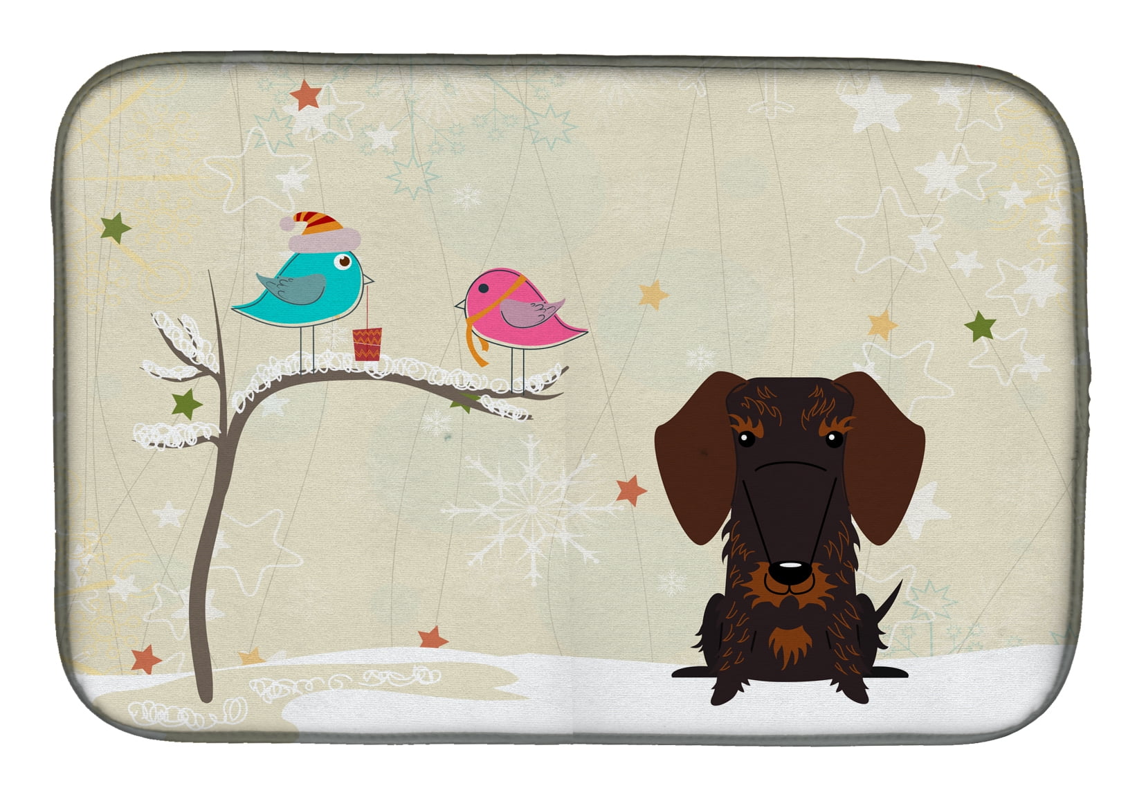 Christmas Presents Between Friends Wire Haired Dachshund Chocolate Dish Drying Mat