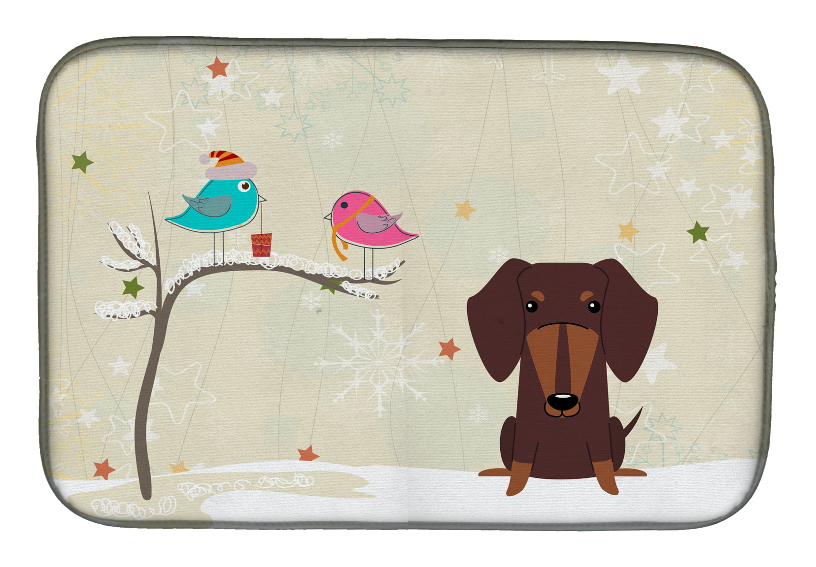 Christmas Presents Between Friends Dachshund Chocolate Dish Drying Mat
