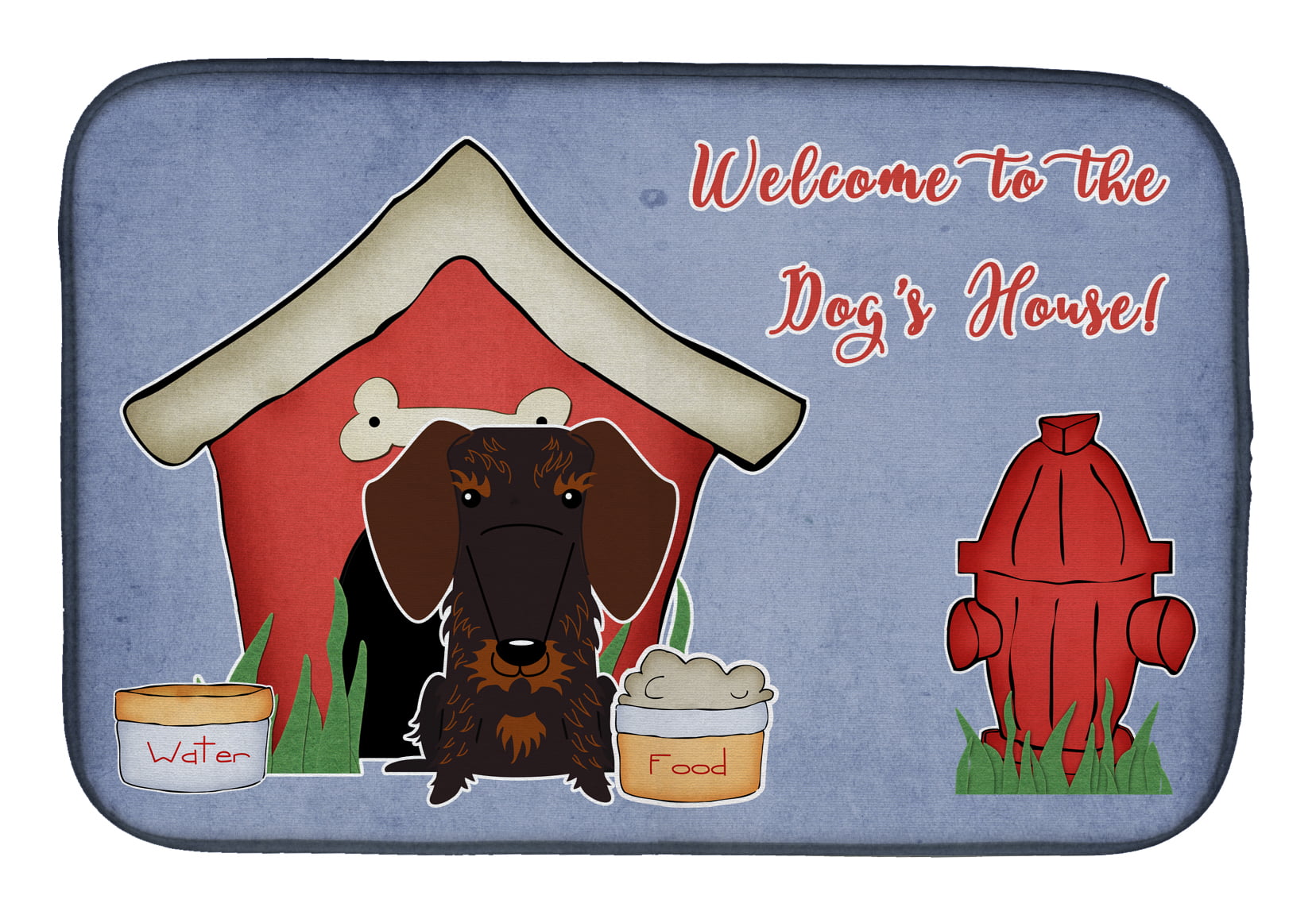 BB2883DDM Dog House Collection Wire Haired Dachshund Chocolate Dish Drying Mat