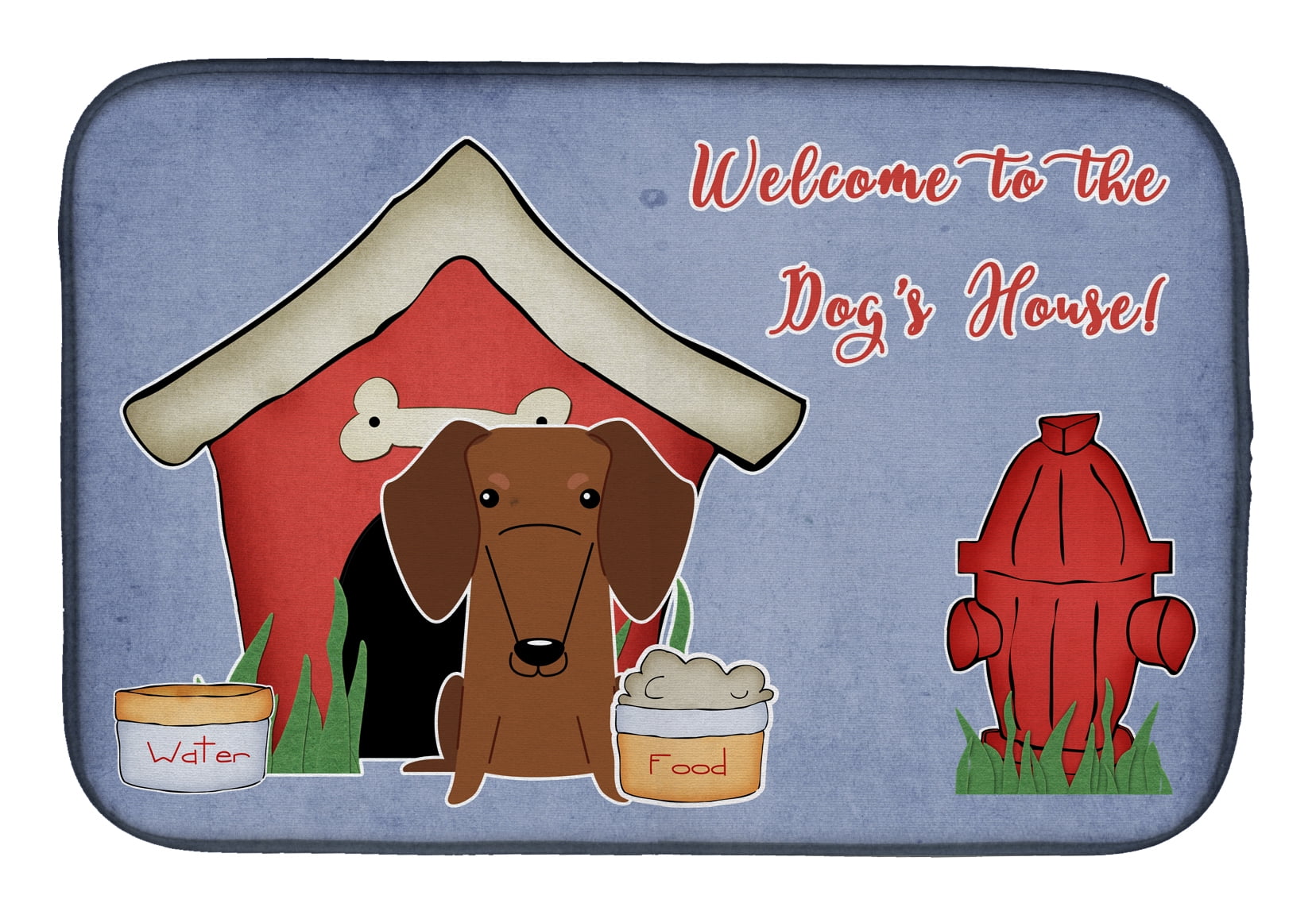 Dog House Collection Dachshund Red Brown Dish Drying Mat