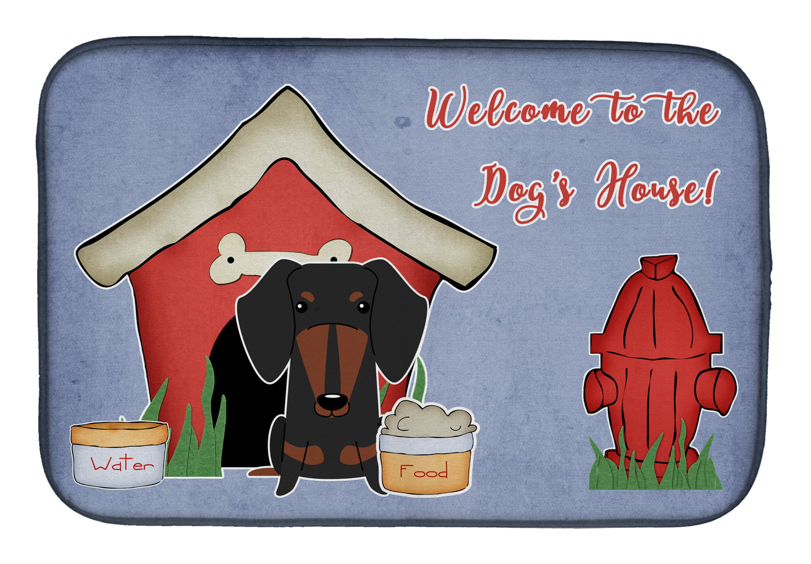 Dog House Collection Dachshund Black Tan Dish Drying Mat