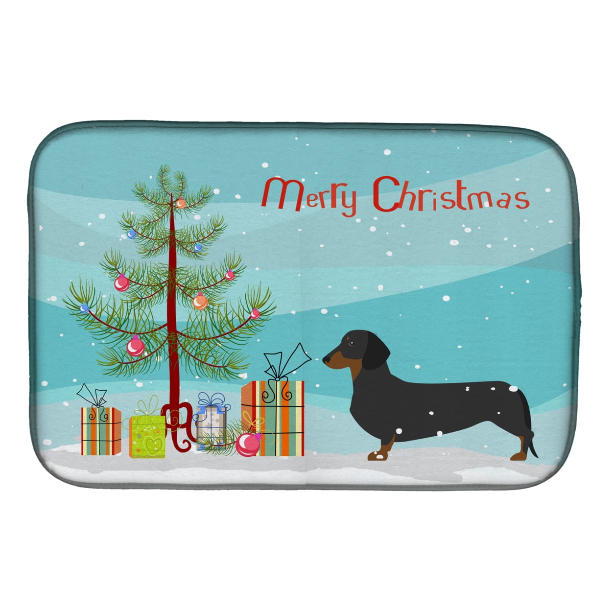 Carolines Treasures BB2900DDM Dachshund Merry Christmas Tree Dish Drying Mat