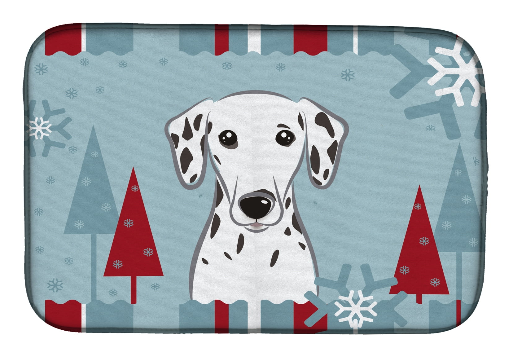 Winter Holiday Dalmatian Dish Drying Mat