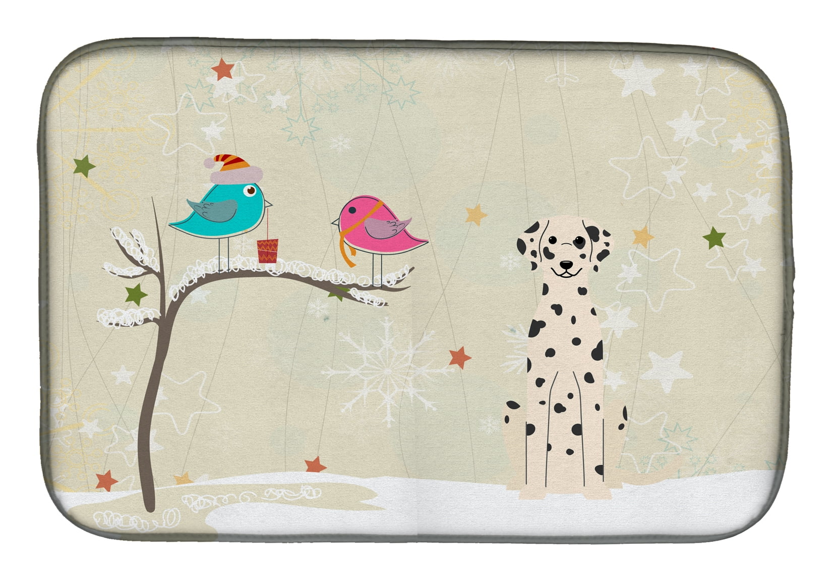 Christmas Presents Between Friends Dalmatian Dish Drying Mat