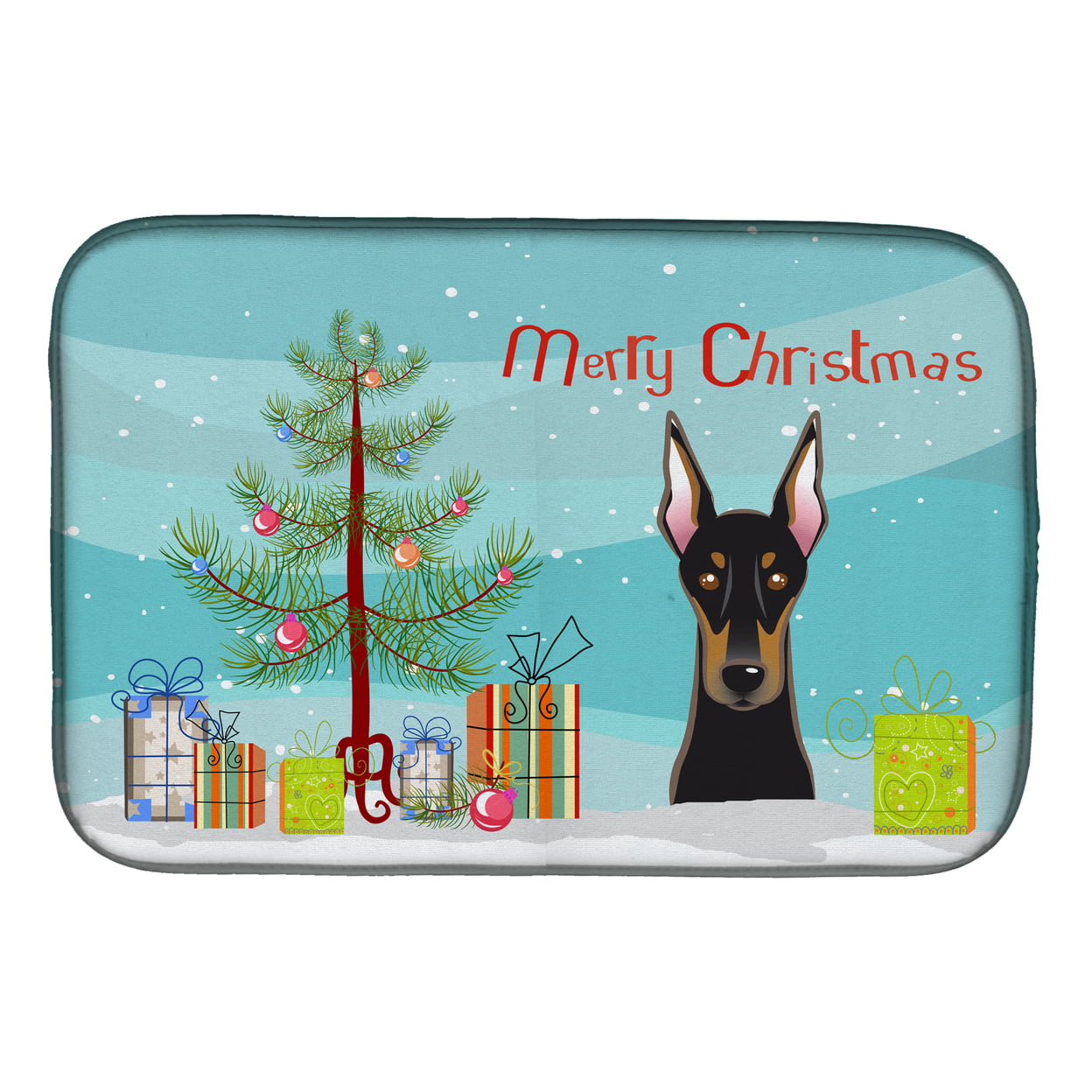 Christmas Tree & Doberman Dish Drying Mat