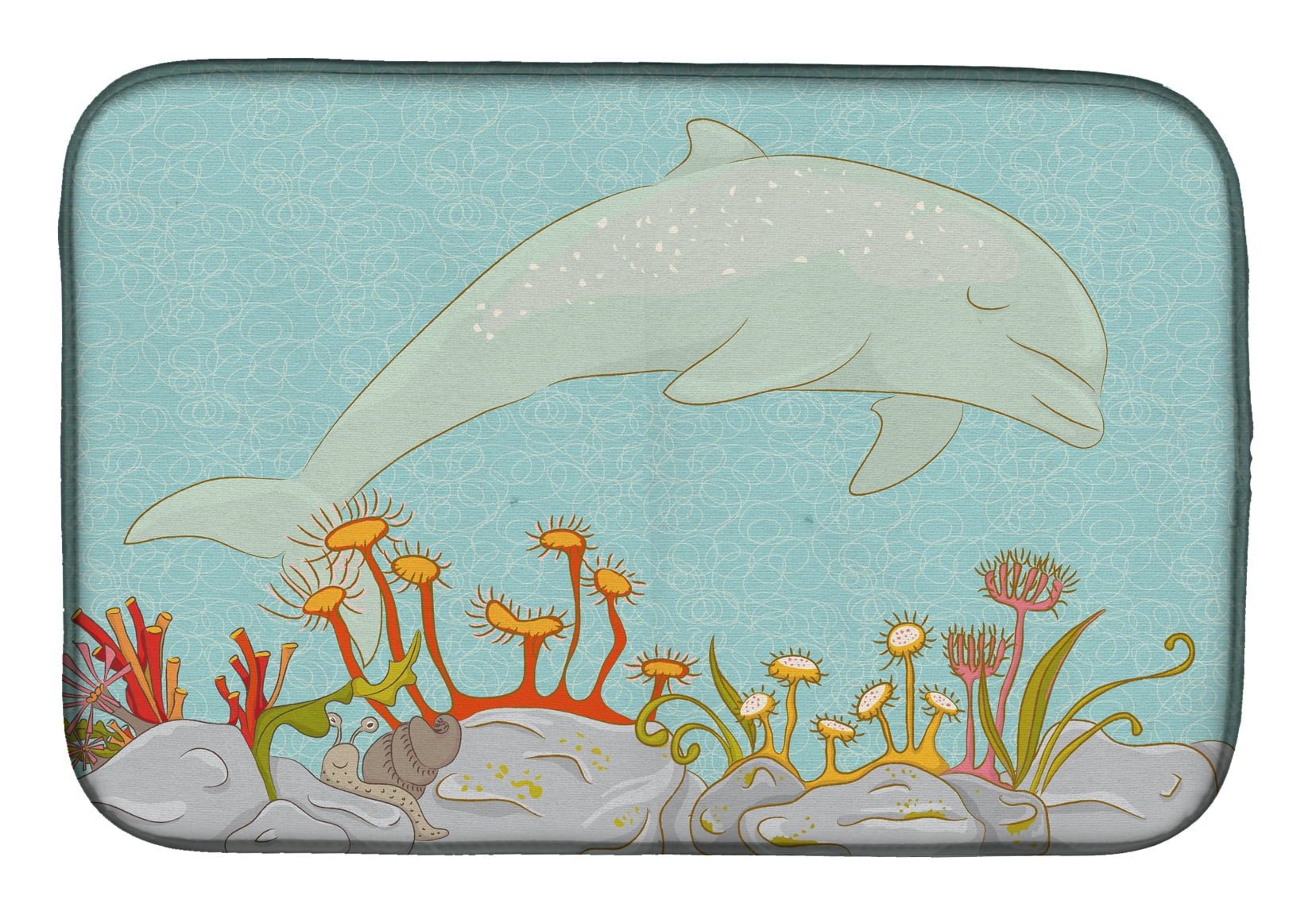 BB8537DDM Dolphin Underwater Scene Dish Drying Mat
