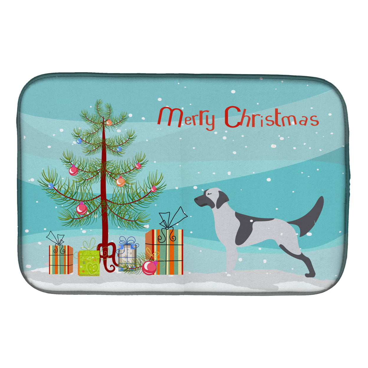 English Setter Merry Christmas Tree Dish Drying Mat