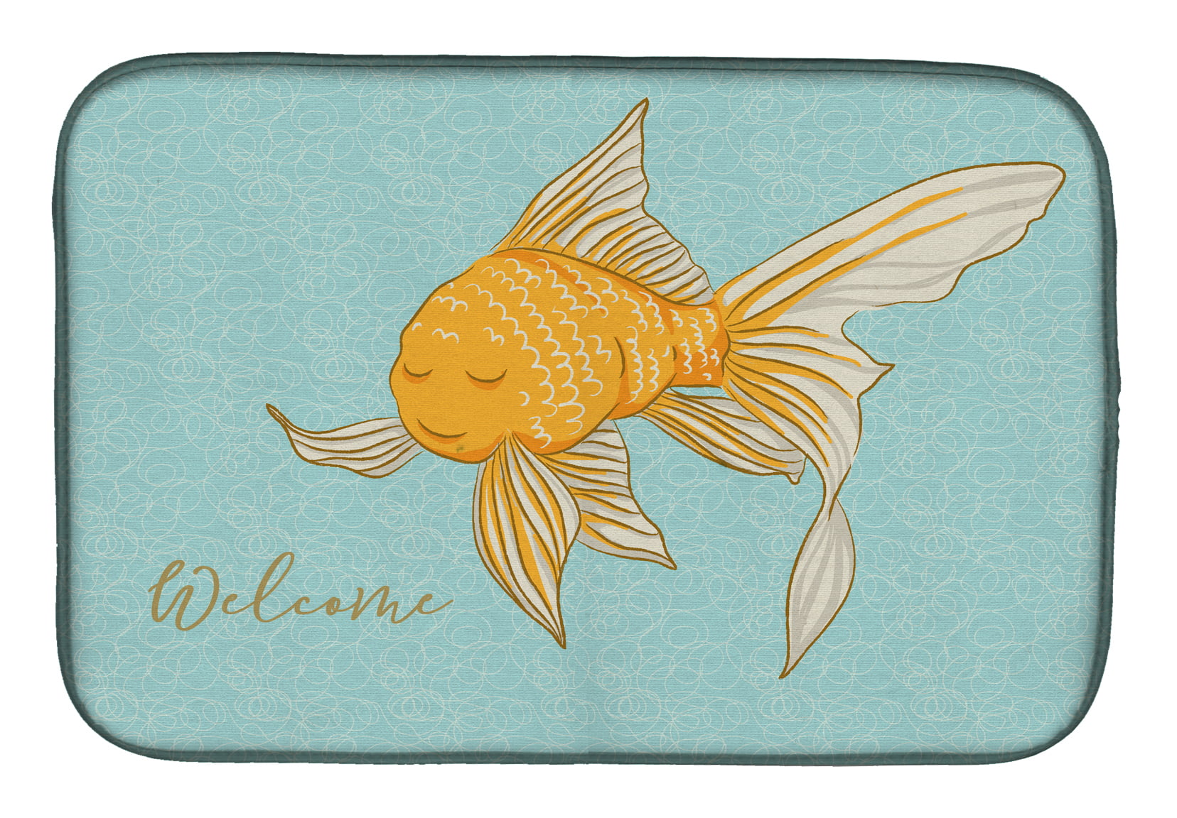 BB8551DDM Gold Fish Welcome Dish Drying Mat