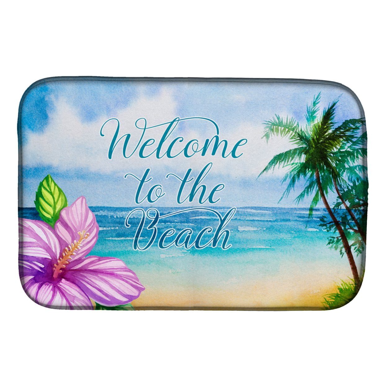 BB8530DDM Beach Scene Welcome Dish Drying Mat