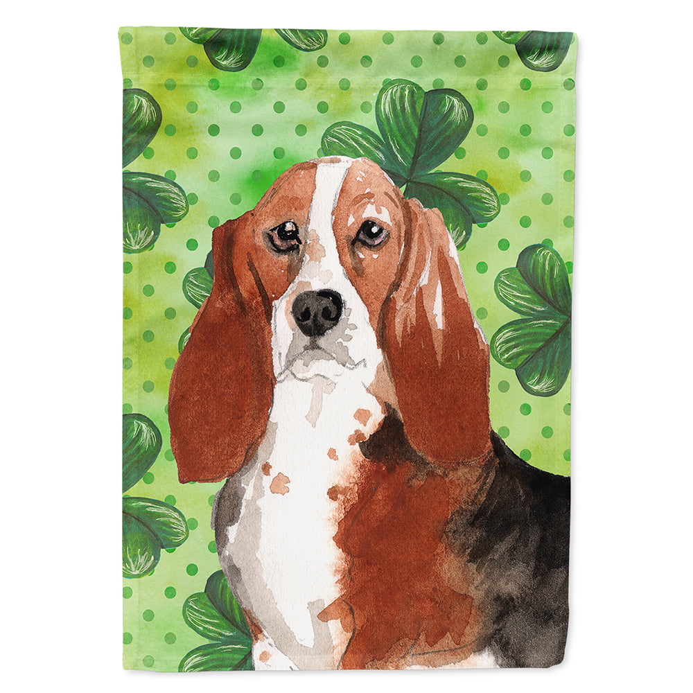 Shamrocks Basset Hound Flag Canvas House Size