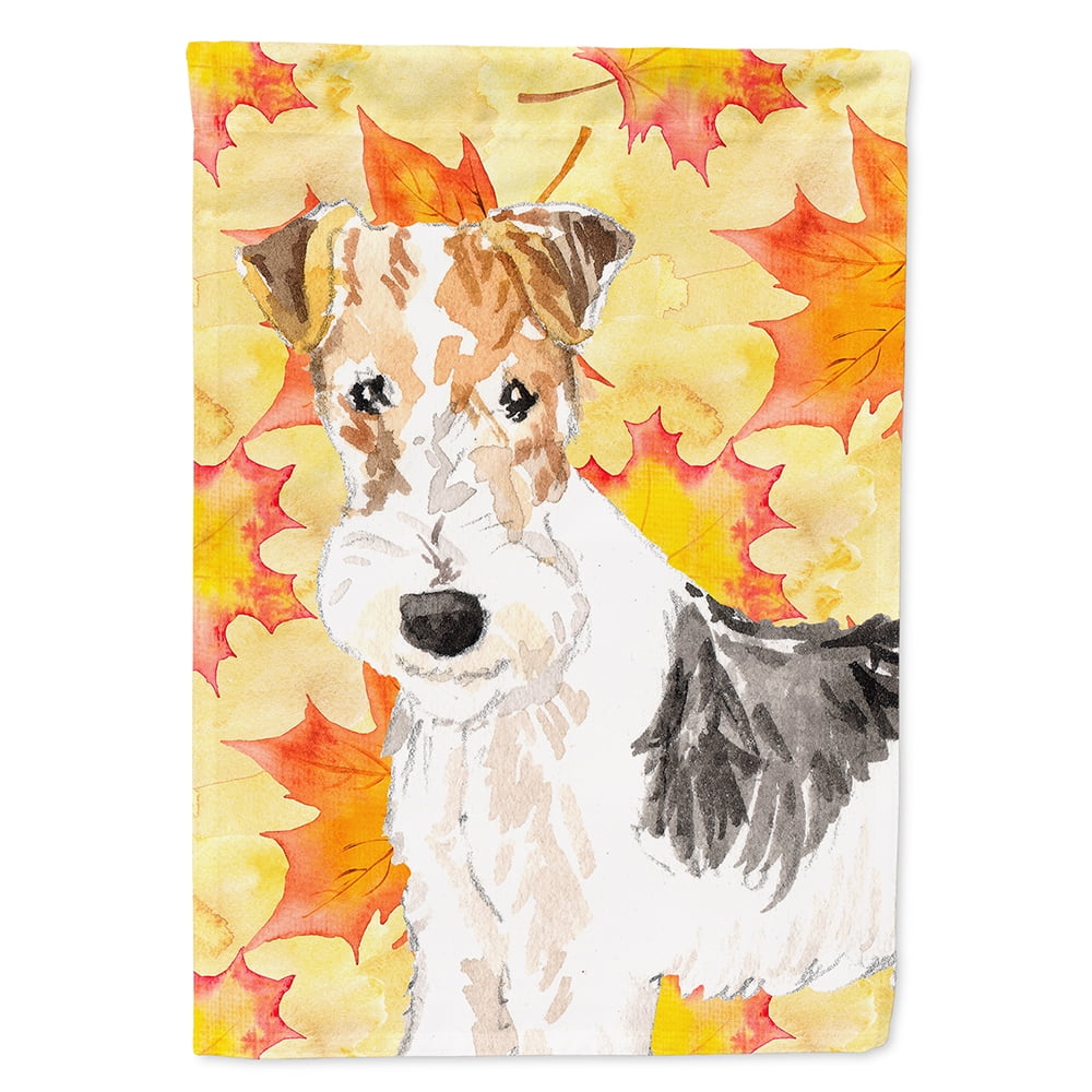 CK1818CHF Fall Leaves Fox Terrier Flag Canvas House Size