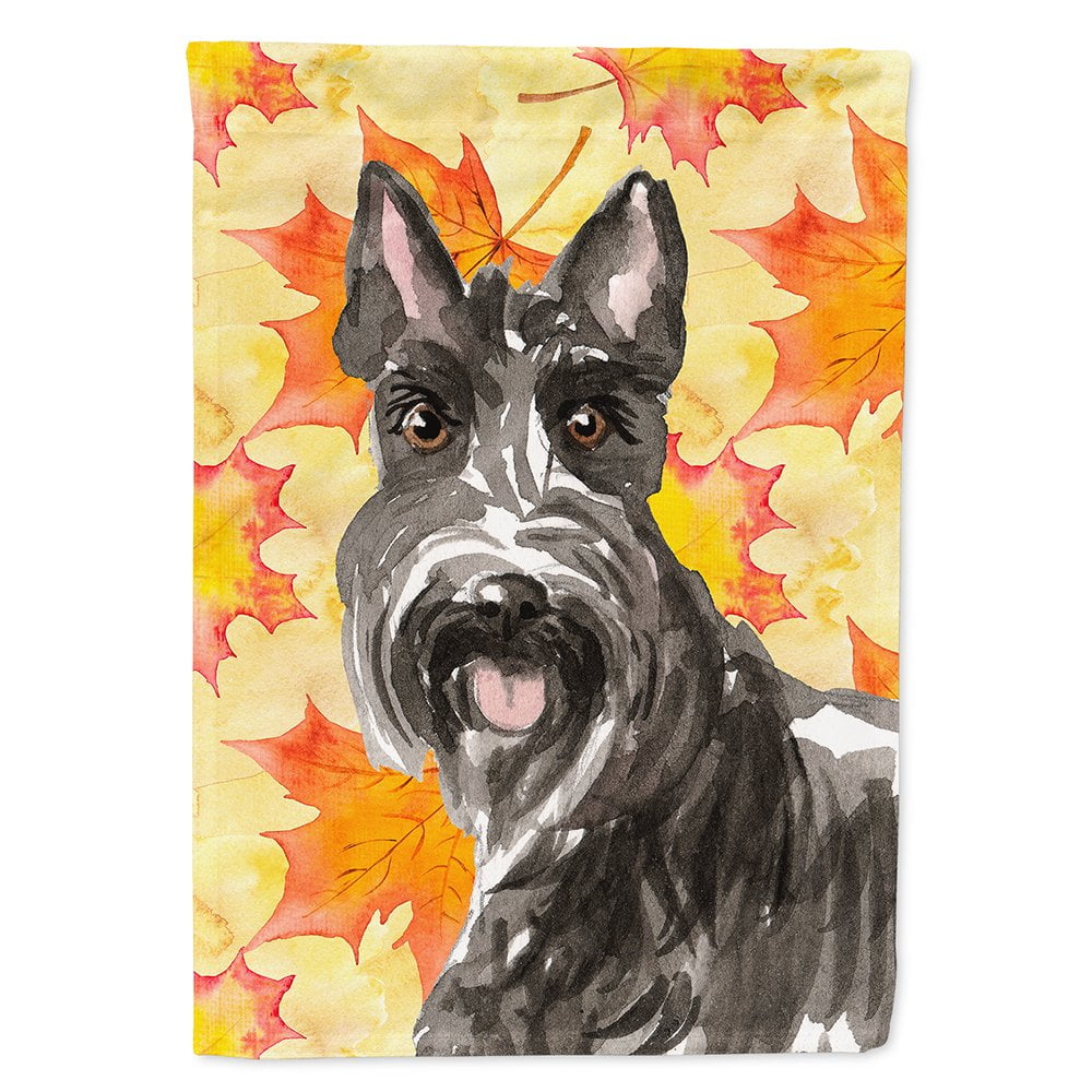 Fall Leaves Scottish Terrier Flag Canvas House Size