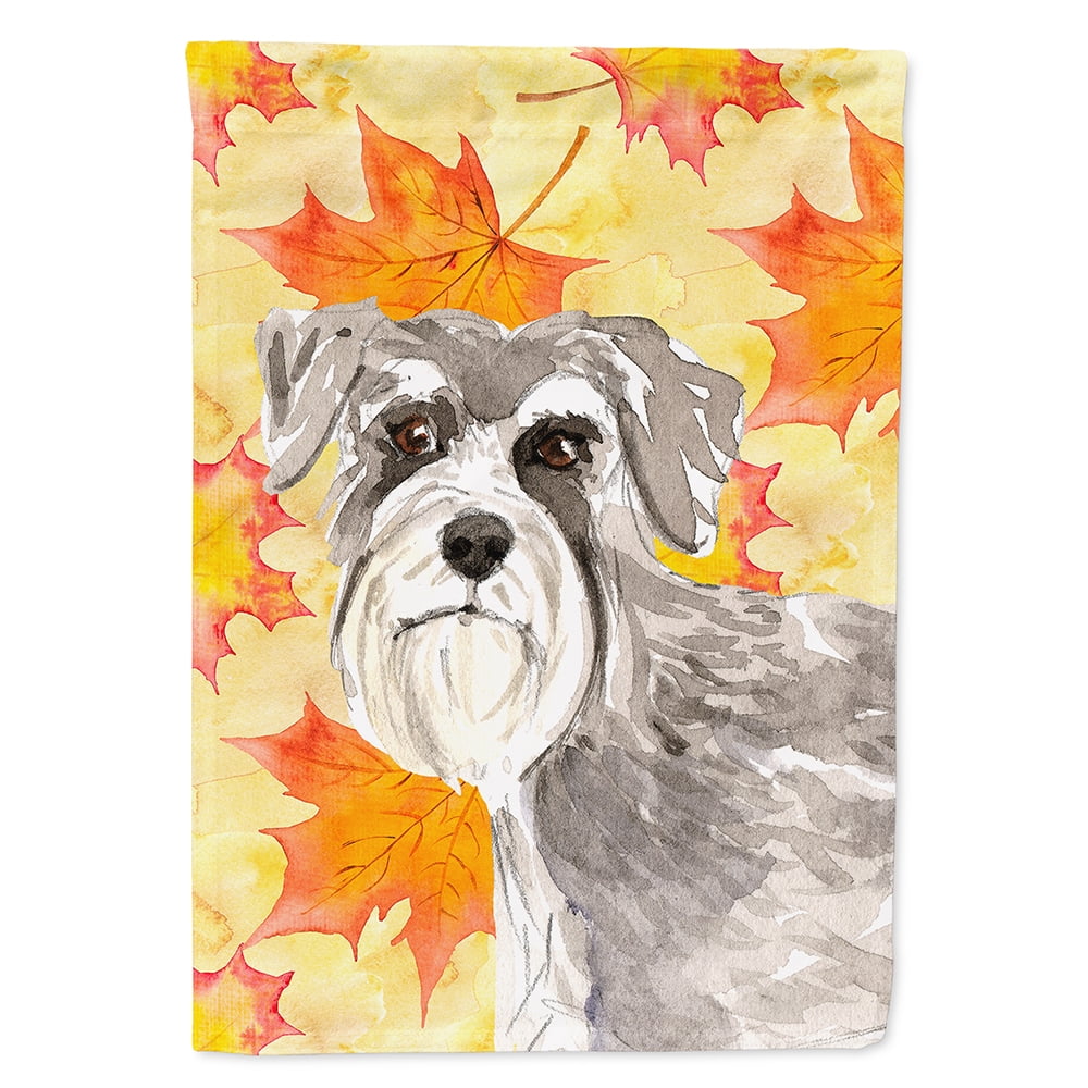 Fall Leaves Schnauzer No.1 Flag Canvas House Size