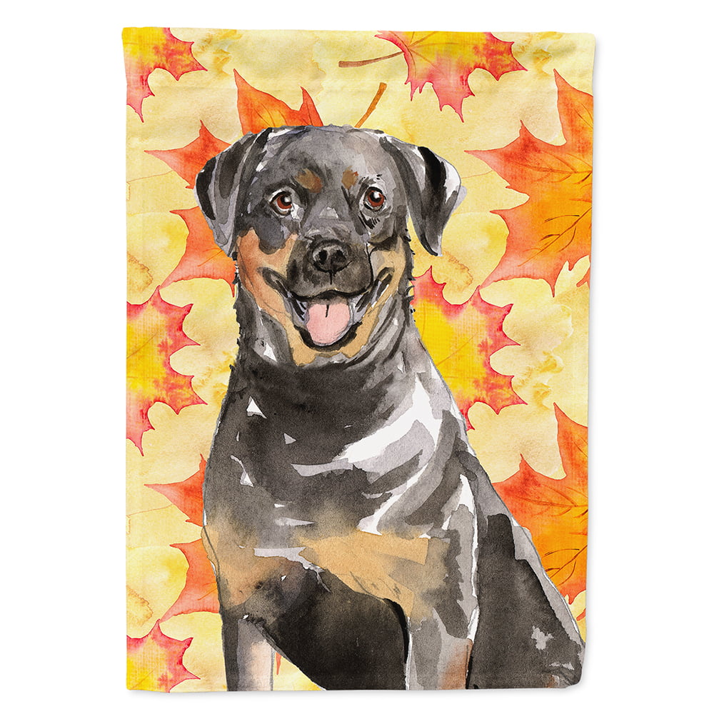 Fall Leaves Rottweiler Flag Canvas House Size