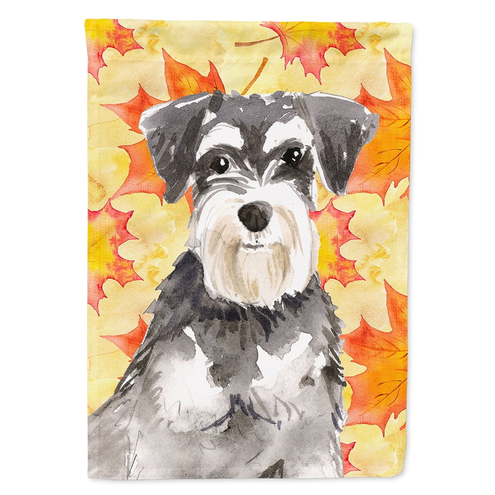 Fall Leaves Schnauzer No.2 Flag Canvas House Size