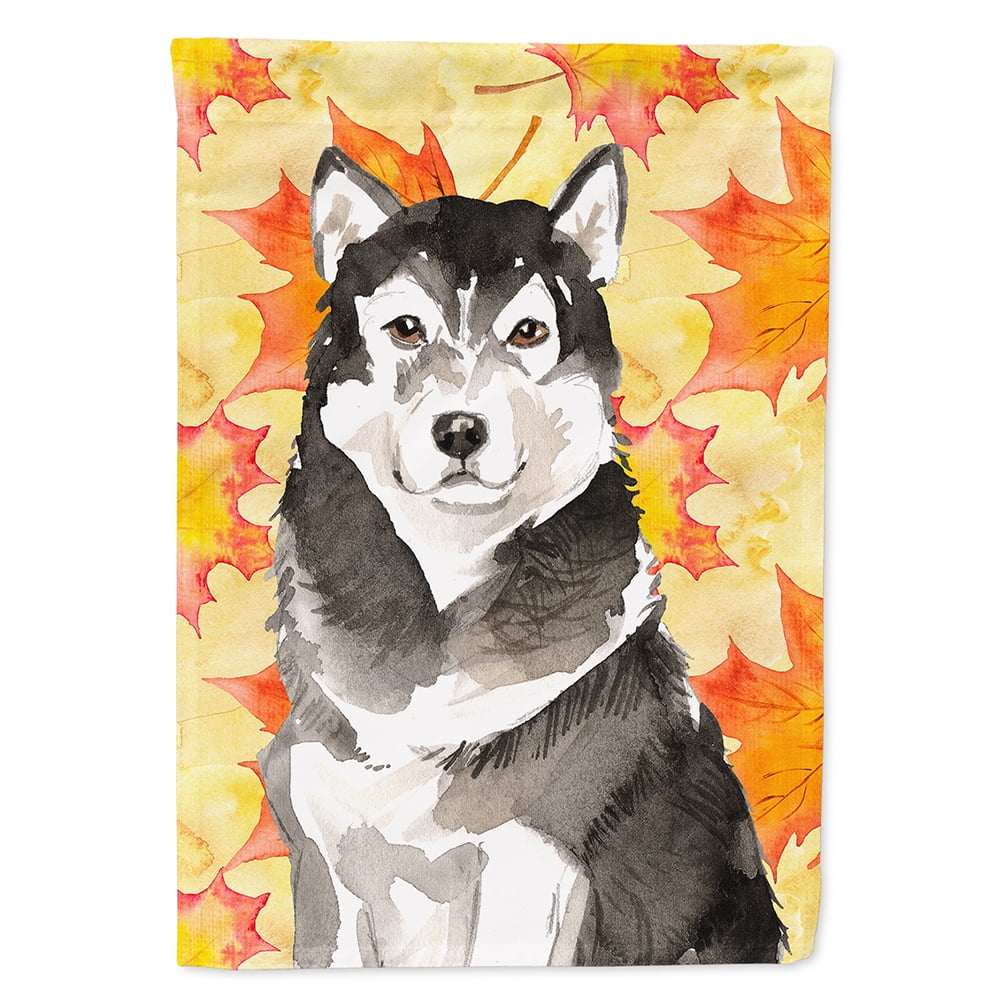 Fall Leaves Alaskan Malamute Flag Canvas House Size