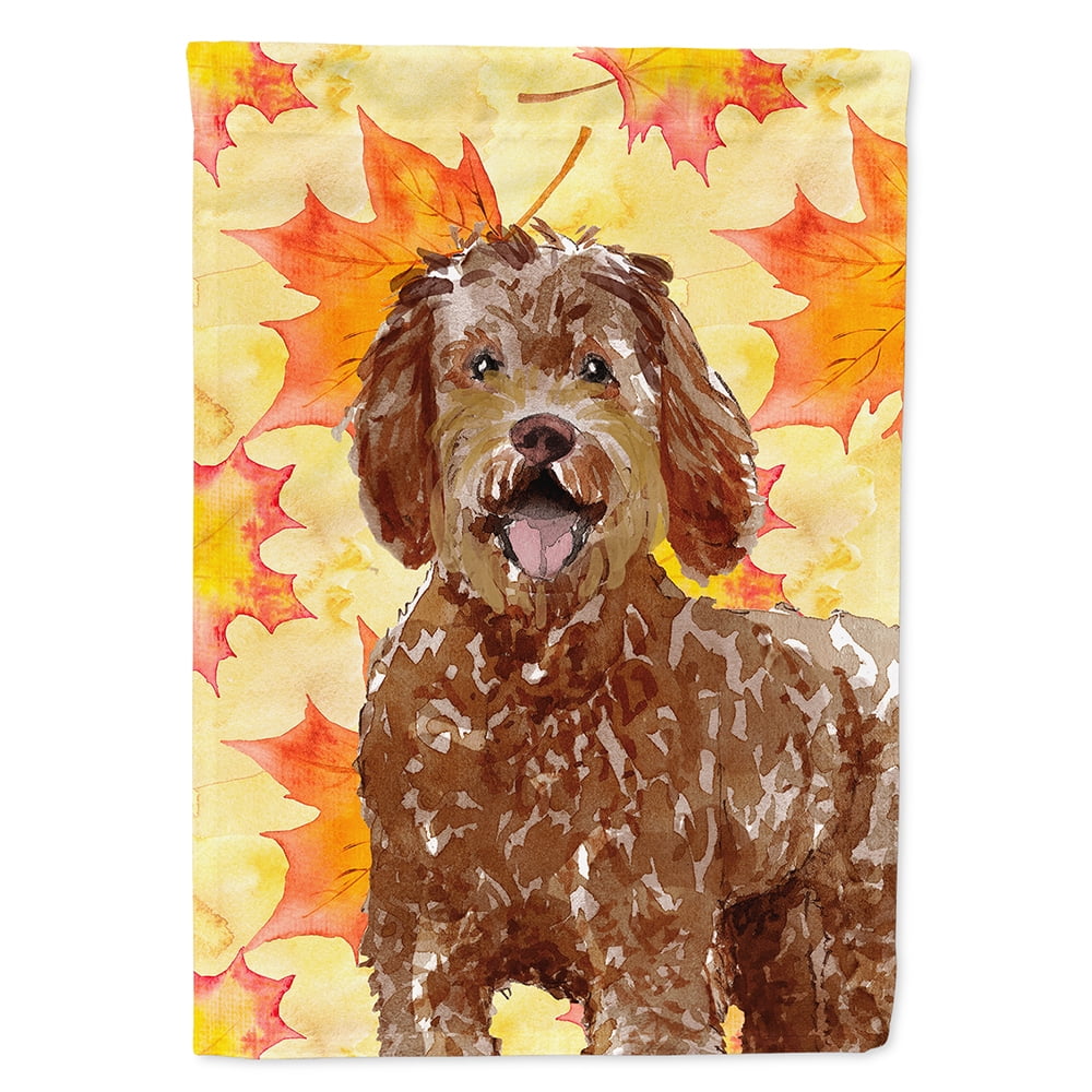Fall Leaves Labradoodle Flag Canvas House Size