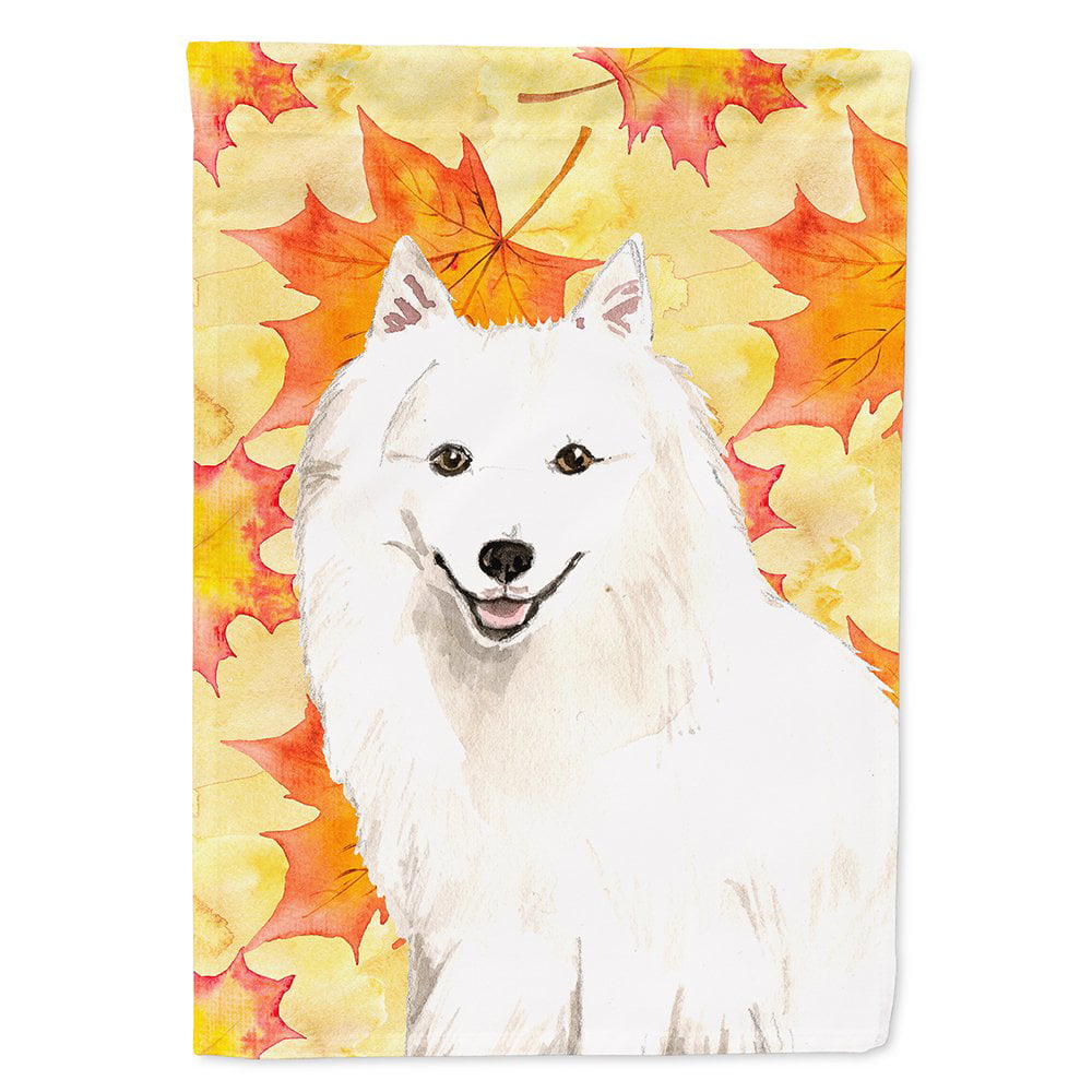 Fall Leaves Japanese Spitz Flag Canvas House Size