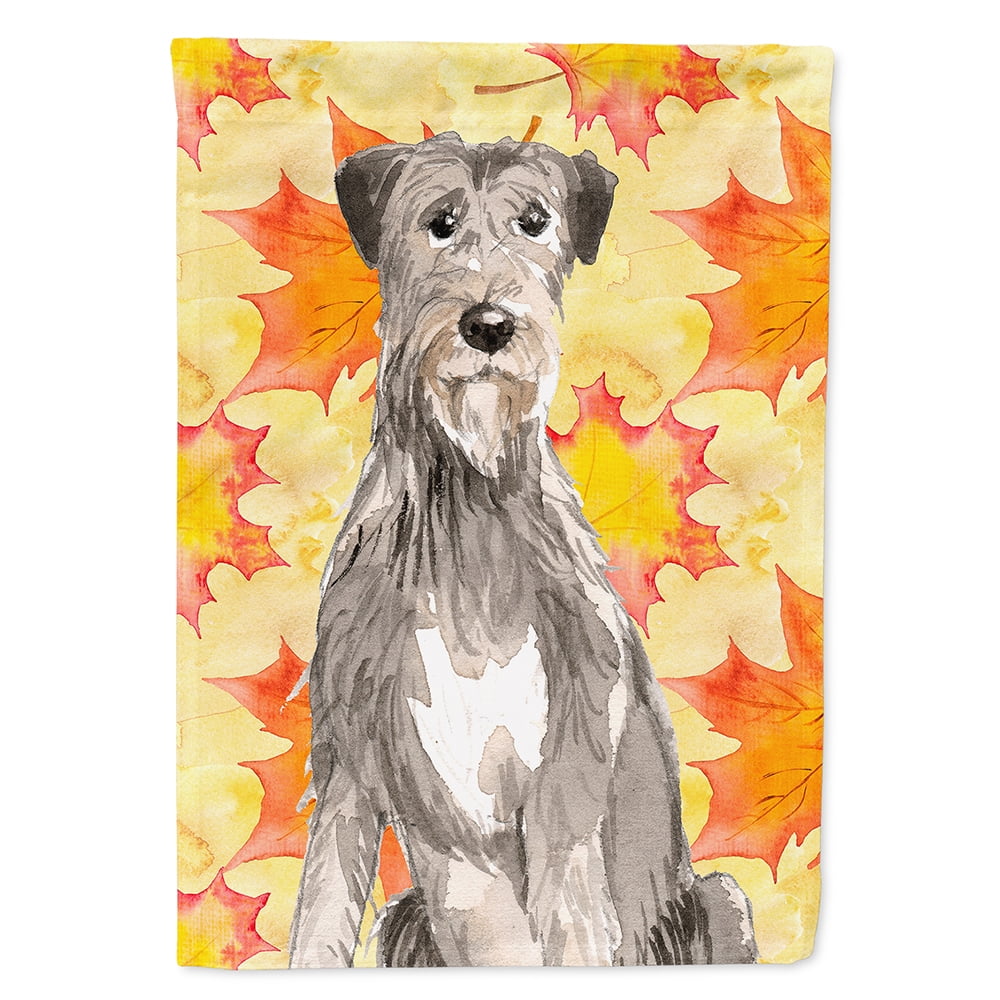 Fall Leaves Irish Wolfhound Flag Canvas House Size