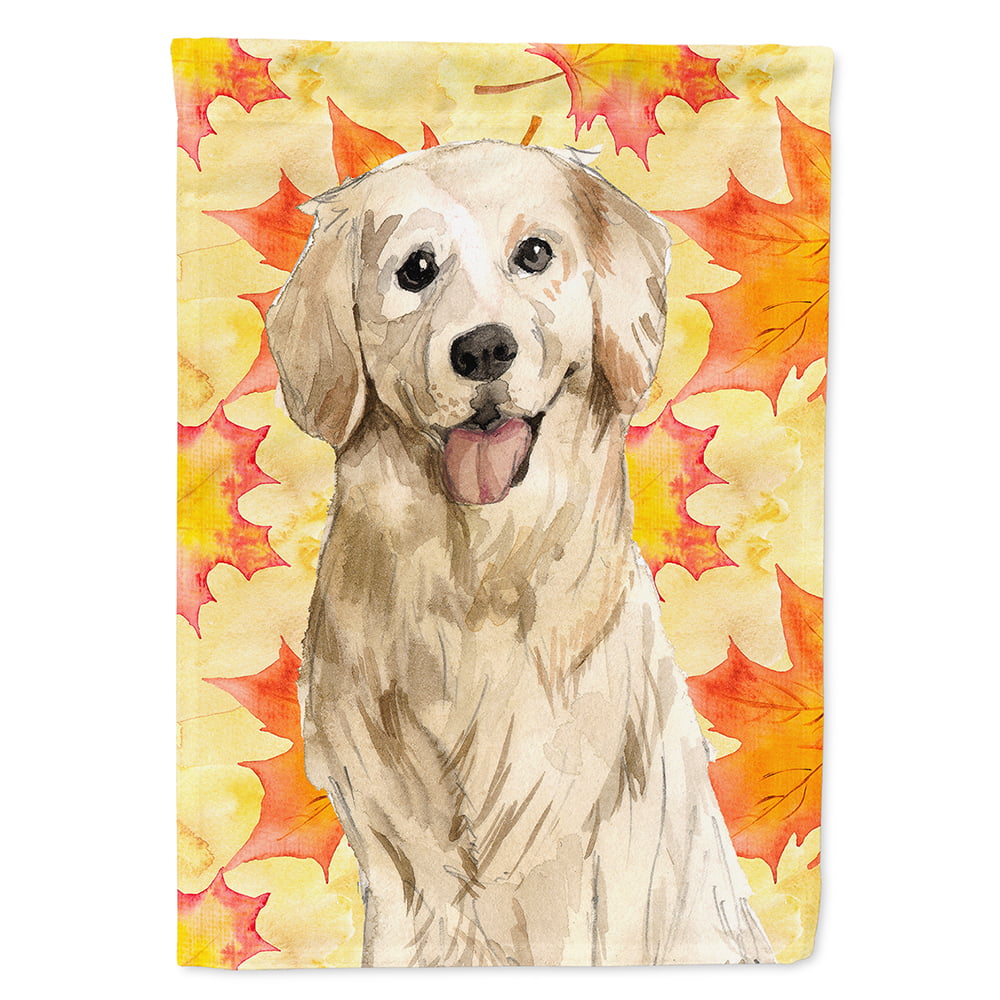 Fall Leaves Golden Retriever Flag Canvas House Size