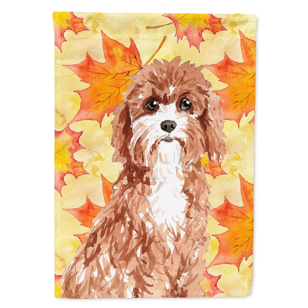 CK1844CHF Fall Leaves Cavapoo Flag Canvas House Size