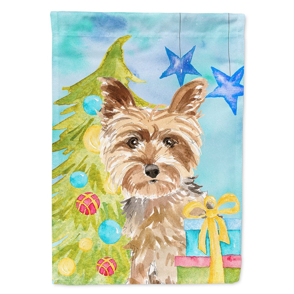 Christmas Tree Yorkie Yorkshire Terrier Flag Canvas House Size