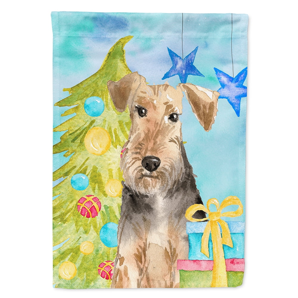 Christmas Tree Welsh Terrier Flag Canvas House Size