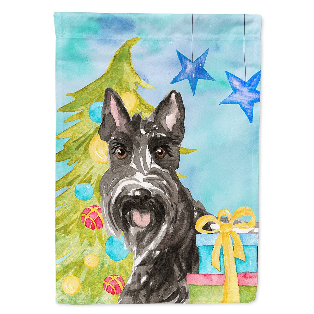 Christmas Tree Scottish Terrier Flag Canvas House Size