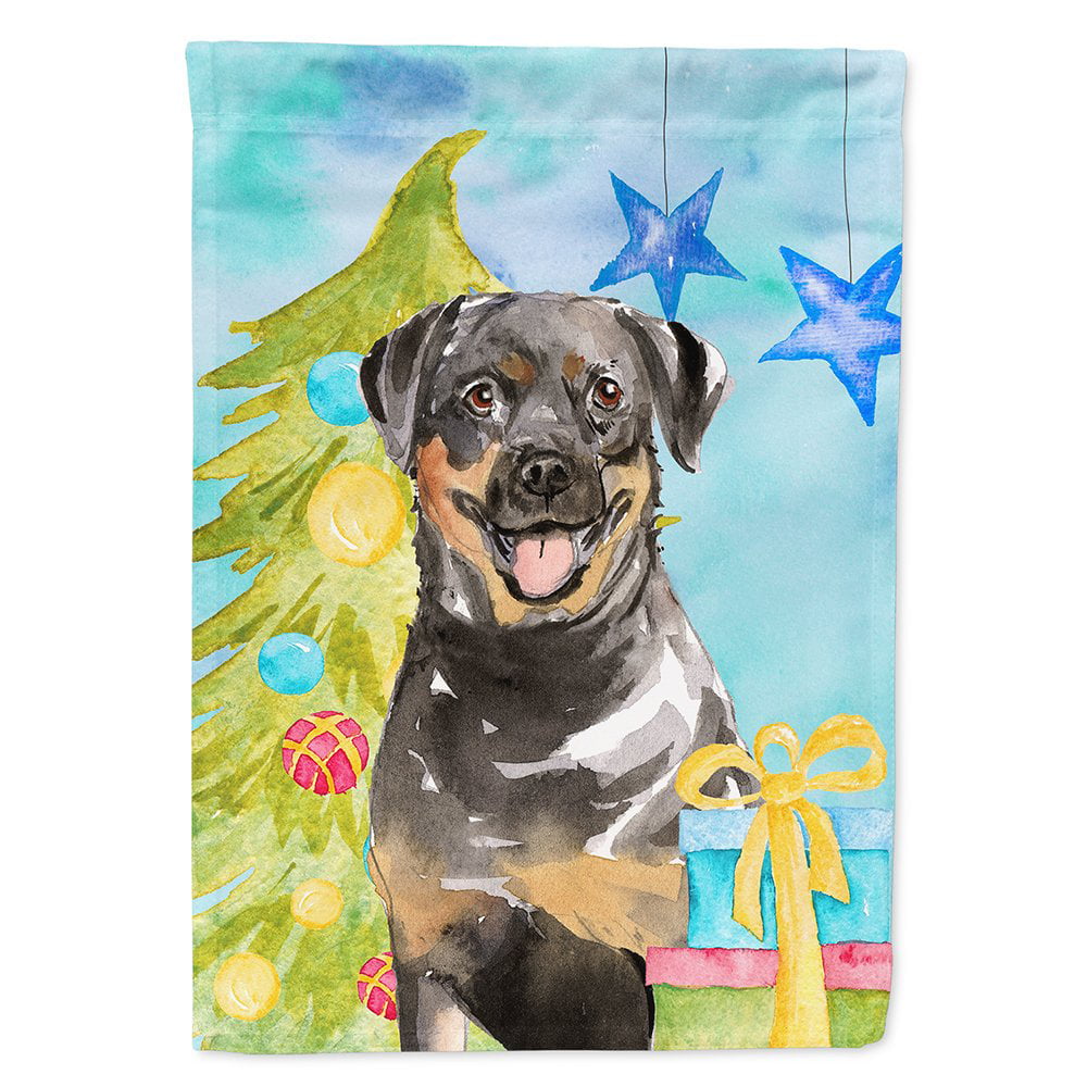 Christmas Tree Rottweiler Flag Canvas House Size