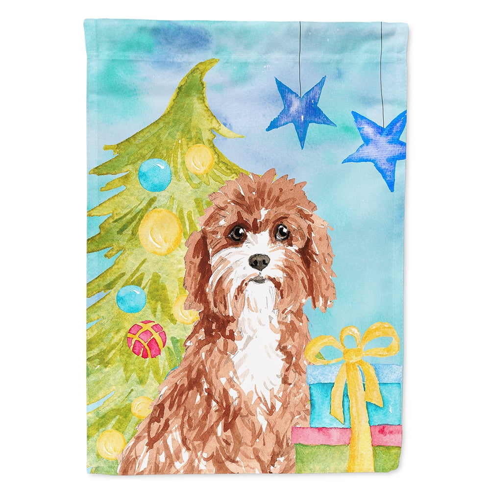 Christmas Tree Cavapoo Flag Canvas House Size