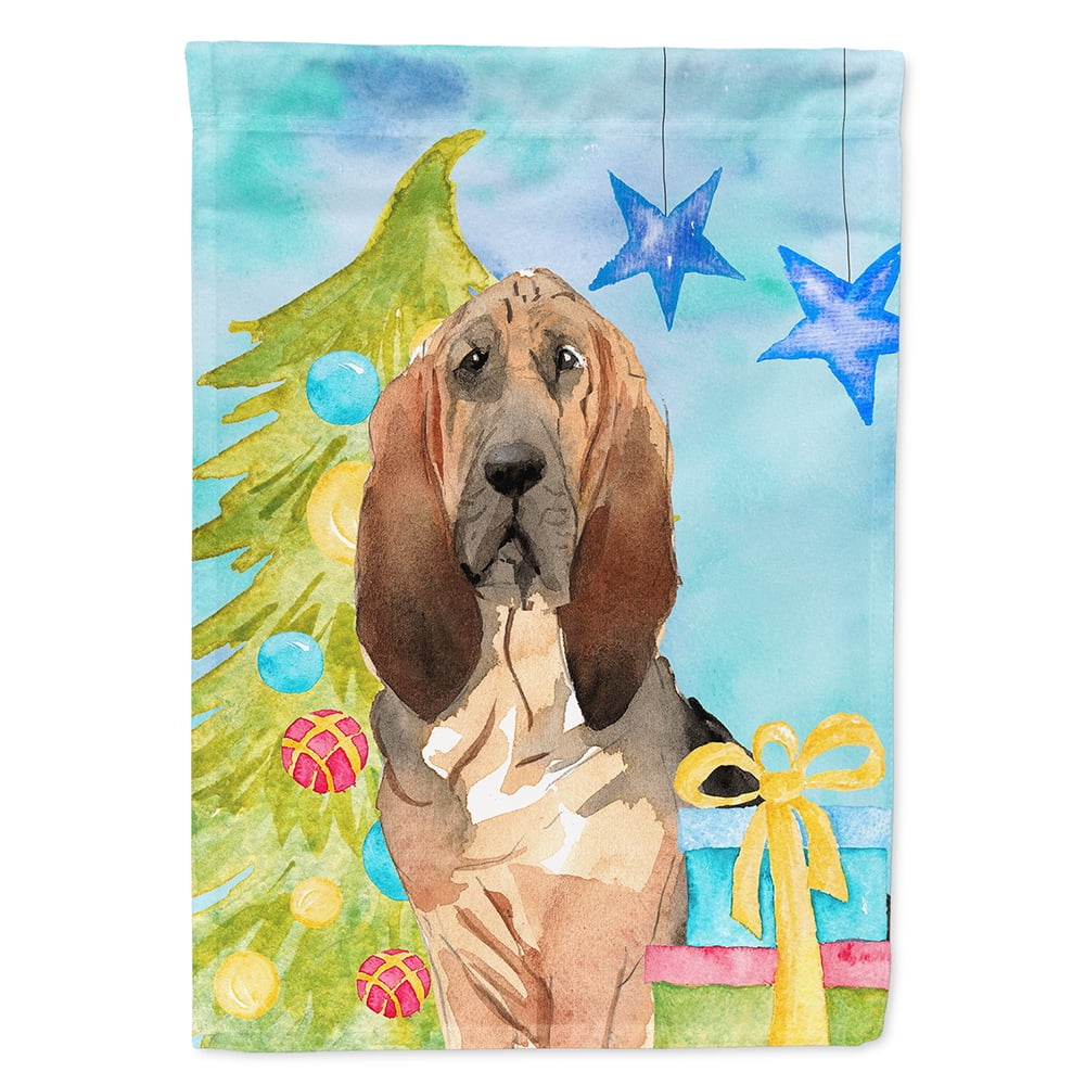 Christmas Tree Bloodhound Flag Canvas House Size